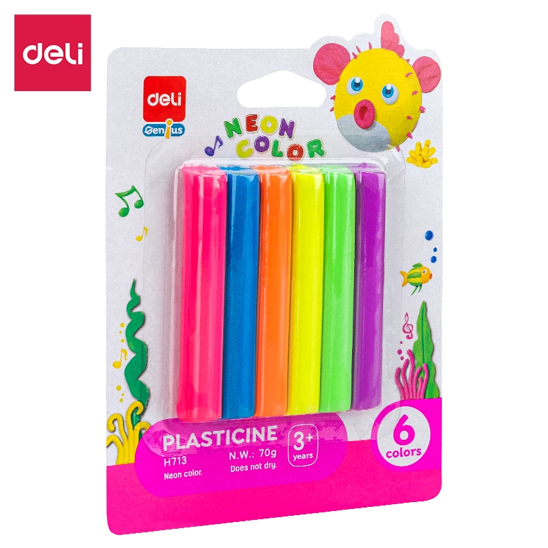 Deli 6 Colors Suction Card Loading Sludge Macaron Fluorescent Color 70g Set