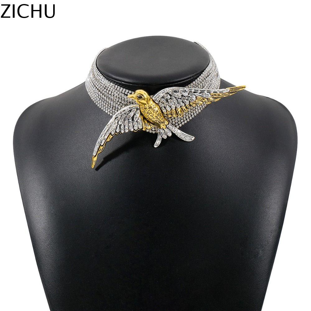 ZICHU Phóng đại Vòng cổ nhiều lớp hình chim bay Thích hợp Thời trang Chuỗi xương đòn Ngọt ngào mát mẻ Cá tính hoài cổ Vòng cổ hình chim én Phụ nữ
