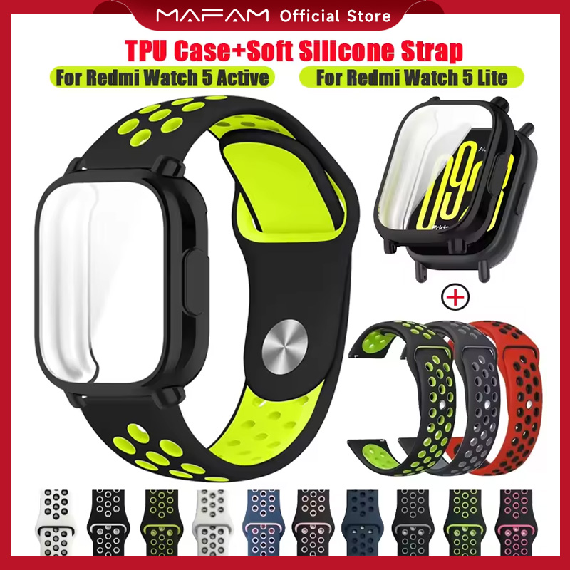 MAFAM【🔥เคส+สาย🔥】 โคนอ่อนนุ่มสำหรับ Redmi Watch 5 Active Band TPU Soft Shell Screen Protection Film สำหรับ Redmi Watch 5 Lit ราคา 37 บาท*ส่งฟรี