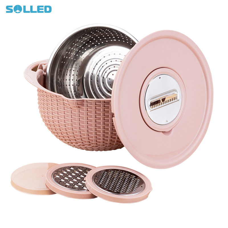 Trái cây máy giặt Spinner bát, Rổ quay ráo nước làm salad với bát trộn, thép không gỉ lưới ráo nước, 3 graters, có thể tháo rời nắp trong suốt, Bộ lọc thực phẩm cho nhà bếp