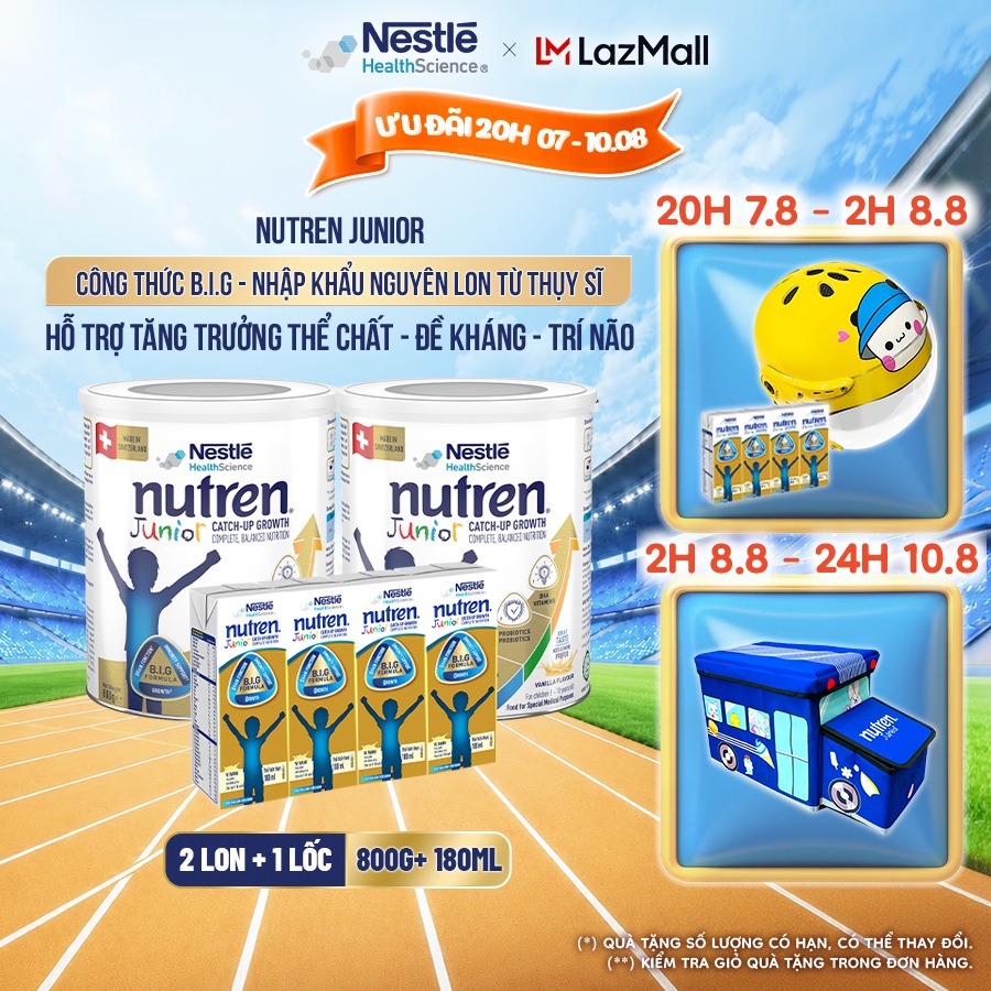 Bộ 2 Sữa Bột NESTLÉ NUTREN JUNIOR Thụy Sĩ Với Công Thức BIG Hỗ Trợ Tăng Trưởng Cho Bé 800G
