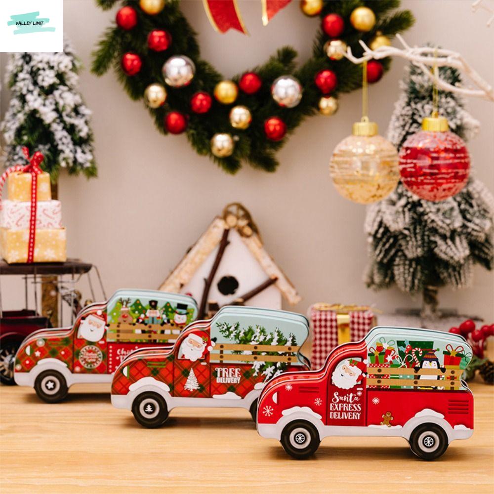 VALLEY LIMIT รูปร่างรถรถ กล่องขนมคริสต์มาส สโนว์แมน ซานตาคลอส กล่องชุบดีบุกคุกกี้ เคสลูกอมคริสต์มาส แผ่นรองรีด กระป๋องคุกกี้ขนม สำหรับขนมของขวัญ ราคา 138 บาท*ส่งฟรี