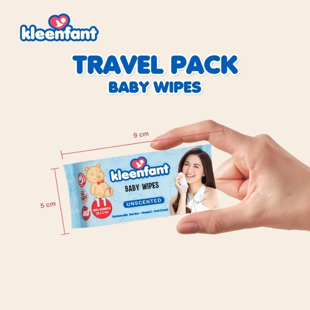Kleenfant Baby Wipes Travel Pack 11 Sheets Mini Wipes Collection Pack of 6 Wet Wipes for Baby