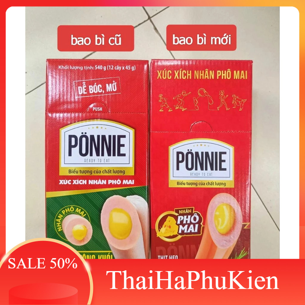 Xúc xích nhân phô mai Ponnie hộp 12 cây (Hsd 4 tháng, date luôn mới)
