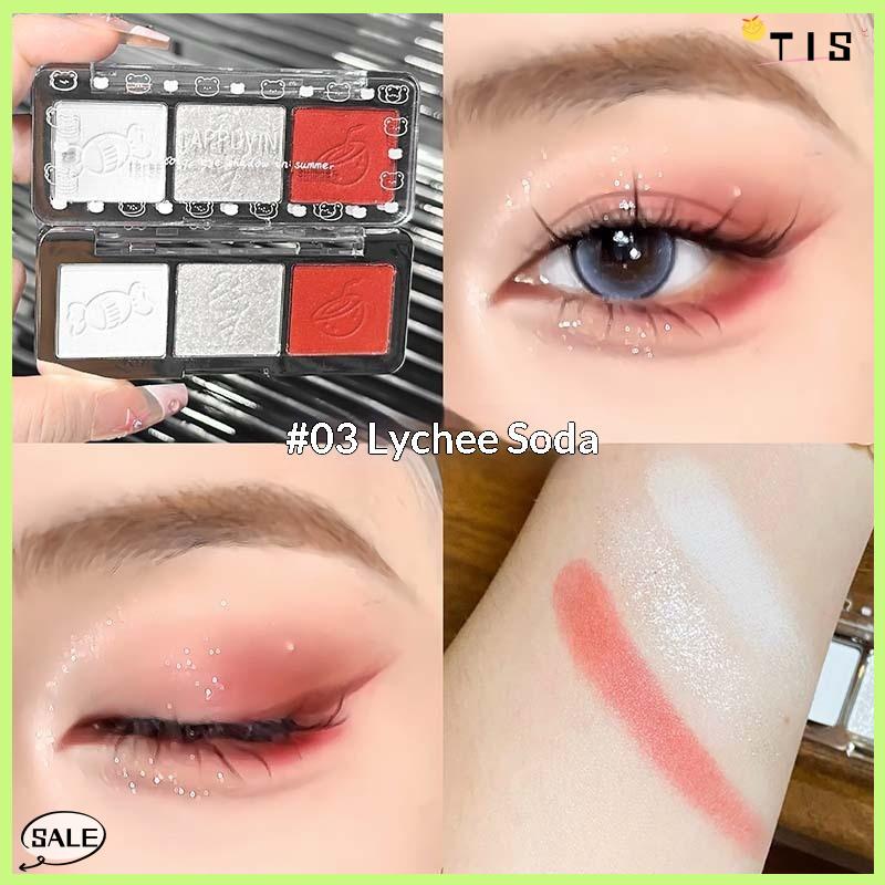 Follow Get New【TIS】 Cappuvini Ba Màu Mắt Bóng Màu Tím Màu Xanh Lá Cây Màu Đỏ Quyến Rũ Undercover Bột Bảng Màu Làm Nổi Bật Tự Nhiên Nudes Trang Điểm Long Lanh Phấn Mắt - 4