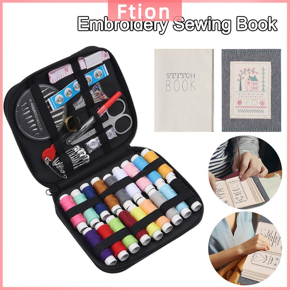 FTION Với tên thêu Sách khâu tự làm Vải lanh giả Di động Sách may thêu Sáng Tạo Nâng cao kỹ năng chế tạo của bạn Sách thêu Dành cho người  bắt đầu người lớn
