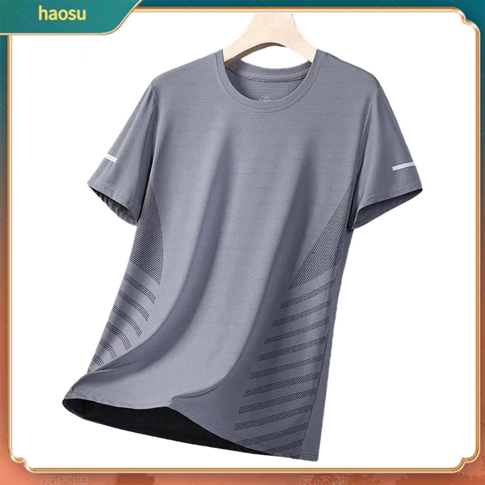 haosu Loose Fit Breathable T-shirt Men Quick-dry T-shirt Men's Quick-dry Breathable Mesh T-shirt Loose Fit Athletic Tee for Jogging Gym Fitness Training Outdoor Workouts – Lightweight Summer Sports - 4