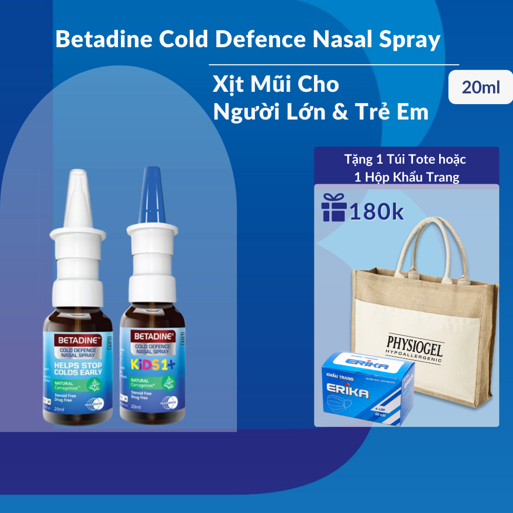 Xịt Mũi Betadine Nasal Spray 20ml, Giúp Phòng Ngừa Cảm Lạnh