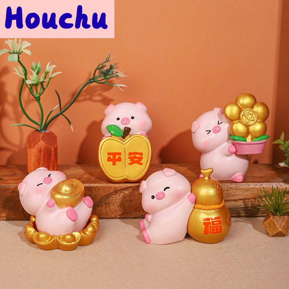 HOUCHU น่ารักน่ารักๆ ตุ๊กตาหมูนำโชค ฟอร์จูนเดอร์ สไตล์จีนจีน รูปปั้นหมูให้พร ตลกๆ งานฝีมือเรซิน ตุ๊กตาหมูปีใหม่ ของขวัญปีใหม่ที่บ้าน ราคา 138 บาท*ส่งฟรี