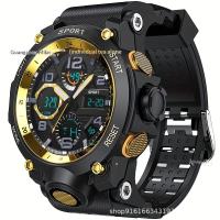 นาฬิกากีฬาสุดเท่สำหรับผู้ชายหน้าปัดคู่จับเวลาได้กันน้ำและมีฟังก์ชันไฟกลางคืน