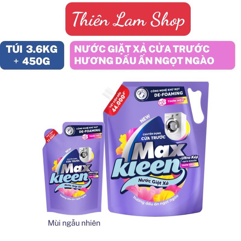 Nước giặt xả Maxkleen Chuyên dụng Cửa trước X3 thơm mềm-Bịch 3kg6