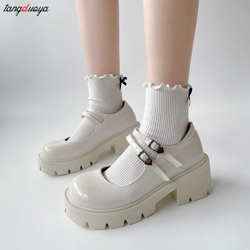 White Lolita Mary Jane Shoes Small Leather Shoes Women Women s Japanese