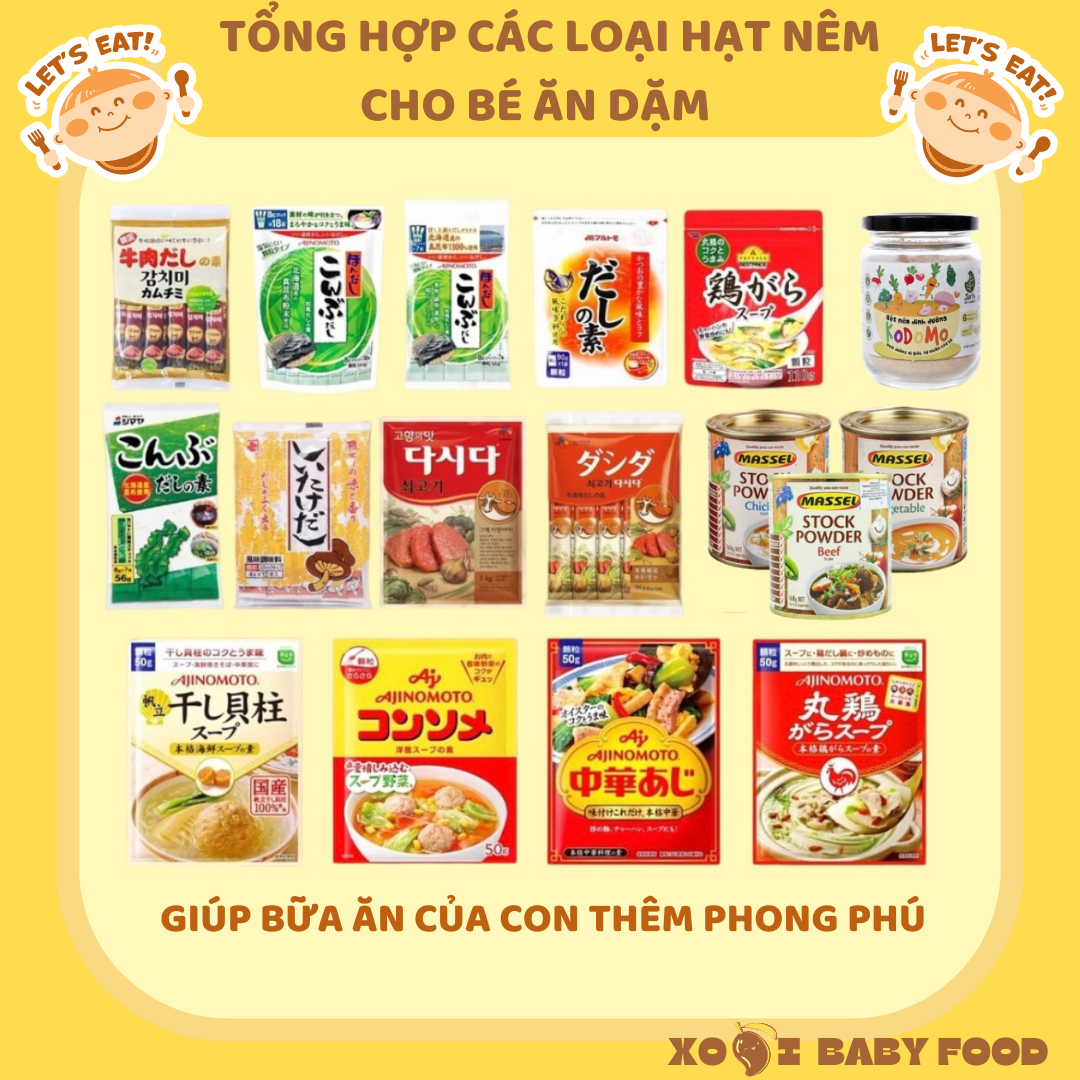 Tổng hợp các loại hạt nêm Nhật cho bé ăn dặm từ 8 tháng