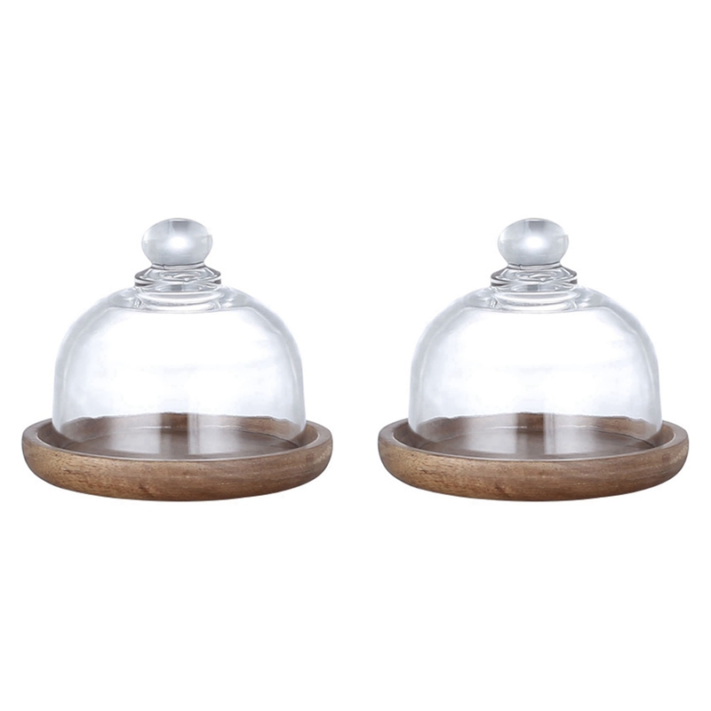 (KMTQ) 2X Multifunctional Mini Dessert Serving Stand Cake Dish with Dome Lid Platter Cake Plate for Home Hotels