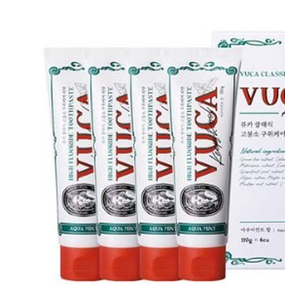 4Pack kem đánh răng Hàn Quốc VUCA High Fluoride Bad Breath Chăm sóc miệng kem đánh răng Aqua Mint 110gX4