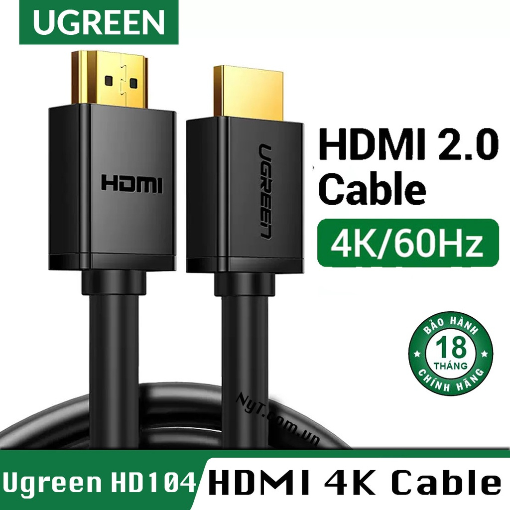 Cáp tín hiệu HDMI Ugreen 30115 10106 60820 10107 10108 10109 10178 HD104 (hỗ trợ 3D,4K Thuần đồng)