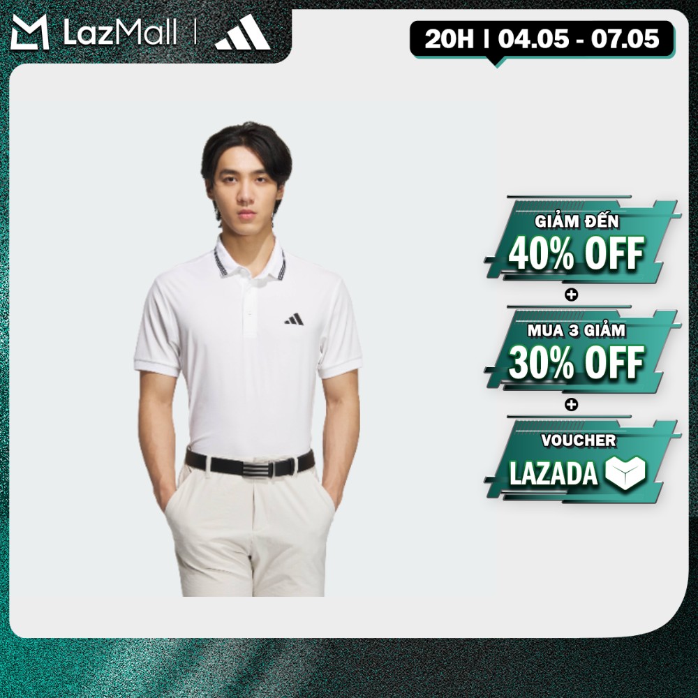 [20H 4.5-2H 5.5-MUA 3 GIẢM 30%] adidas Đánh gôn Áo Polo Thun Gân Ngắn Tay 3 Sọc Nam trắng JE7132