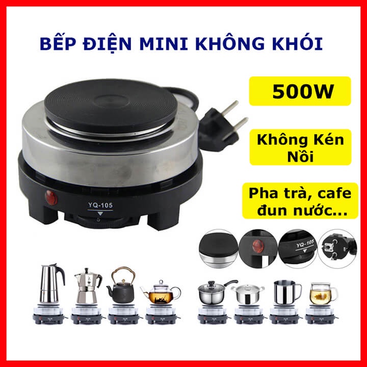 Bếp Điện Đa Năng Mini 500W Không Kén Nồi Chuyên Dùng Cho ấm Moka Pot, Bếp điện pha trà, Cafe -Phích 