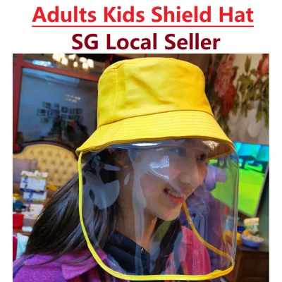 【Ready Stocks!】Adults & Kids Protective Shield Hat Protection Hat Full Face Shield Protective Cap Shield Face Surgical Masks Singapore Local Seller (Sheild Hat)