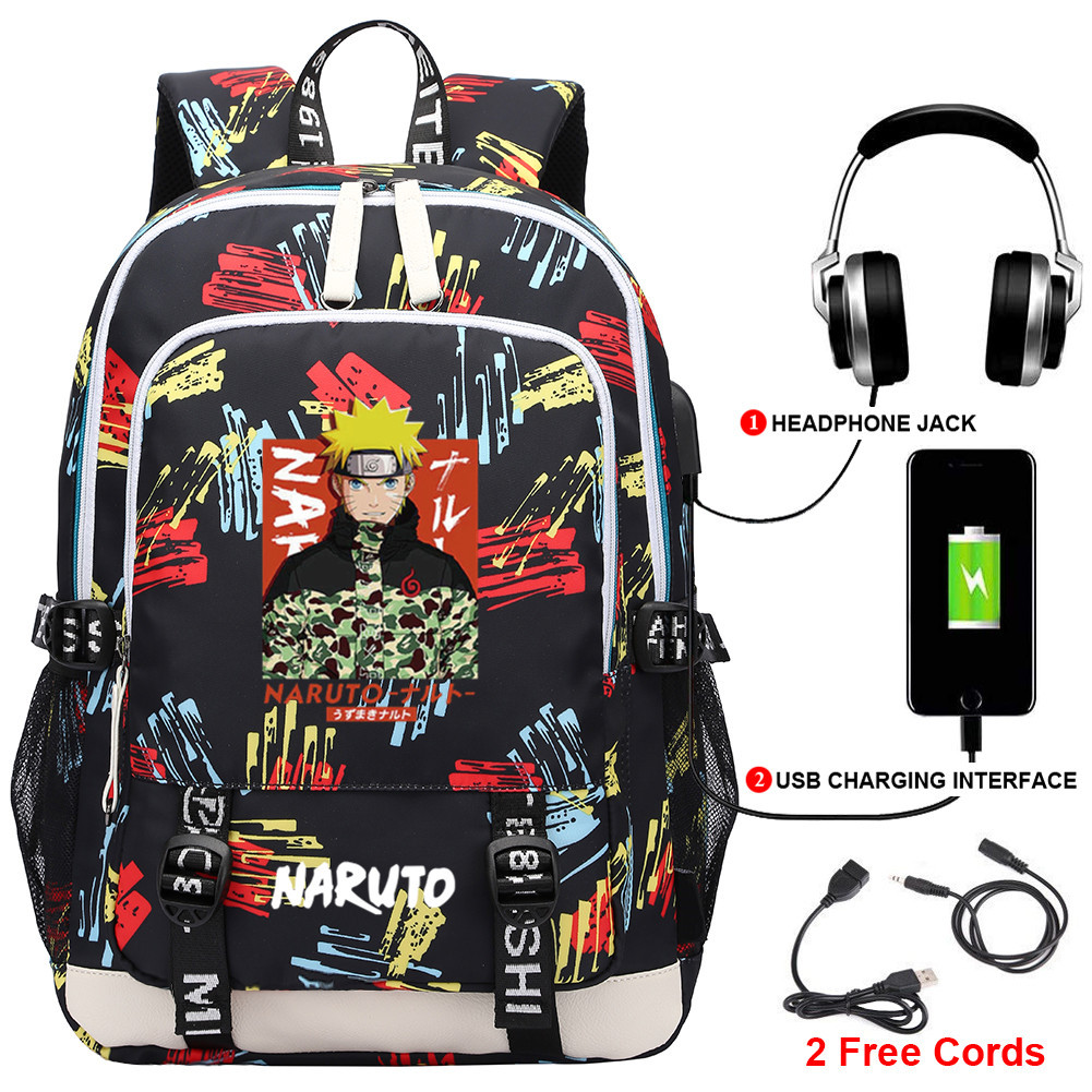 Backpack Naruto Student Backpack Usb Charging Travel Laptop Bag Teenagers Schoolbag Fashion