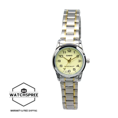 [WatchSpree] Casio Ladies' Standard Analog Two-Tone Stainless Steel Band Watch LTPV001SG-9B LTP-V001SG-9B