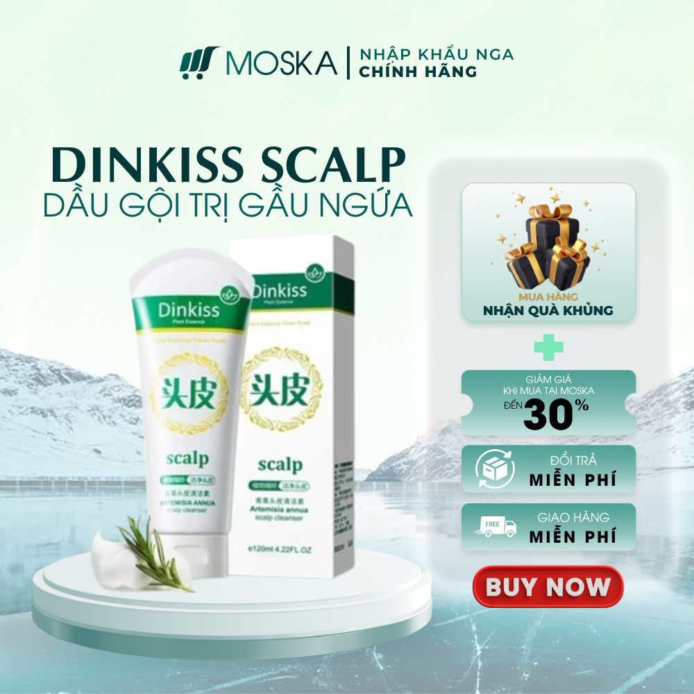 Dầu Gội Trị Gàu Dinkiss Scalp Làm Sạch Sâu, Sạch Gàu, Sạch Nấm, Hết Ngứa, Giảm Dầu Thừa, Giúp Da Đầu Khỏe Mạnh. Hỗ Trợ Giảm Rụng Tóc Và Phục Hồi Da Đầu Bị Tổn Thương Do Gàu, Mang Lại Mái Tóc Sạch, Mềm Mại Và Bồng Bềnh| MOSKA SHOP