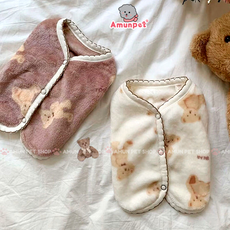 Áo nỉ lông cho chó mèo áo ấm cho thú cưng mặc mùa thu đông thời trang quần áo cún poodle amun pet