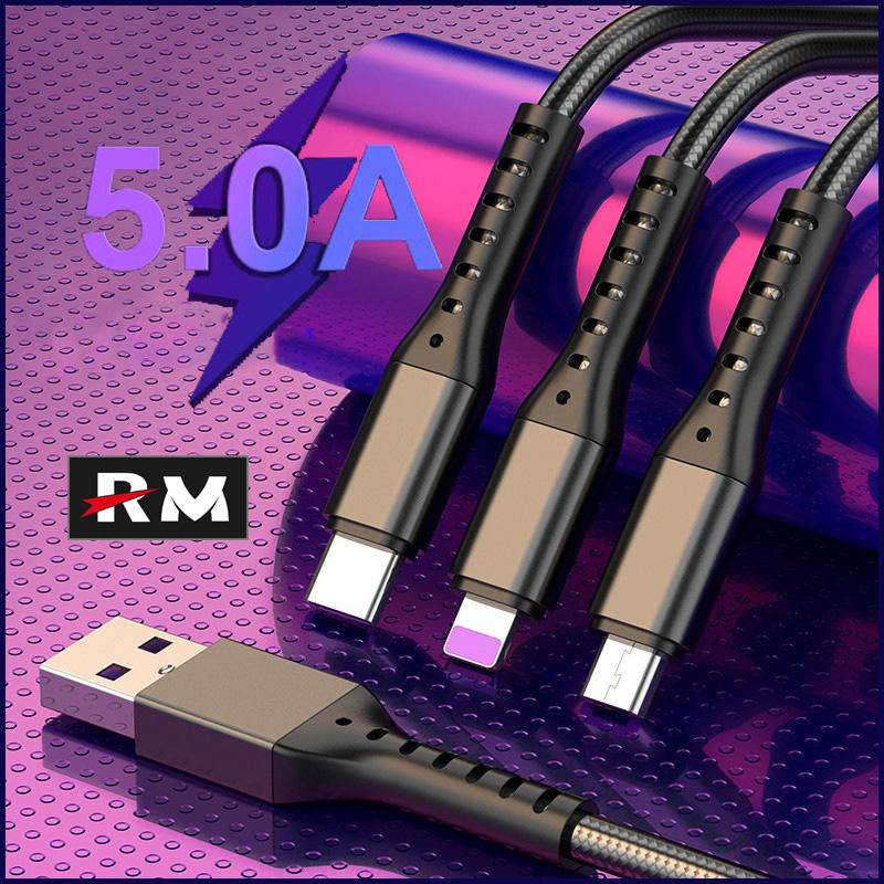 Dây cáp sạc nhanh 5a micro usb / type-c 3 trong 1 cho android 13 12pro