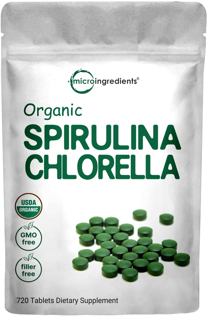 Viên tảo spirulina và chlorella hữu cơ Micro Ingredients 720v