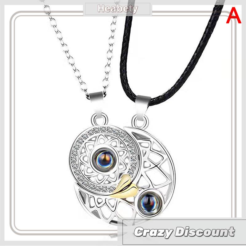 Heabety Dây Chuyền Mặt Hình Mặt Trăng / Mặt Trời / Mặt Trời Có Nam Châm Cho Cặp Đôi