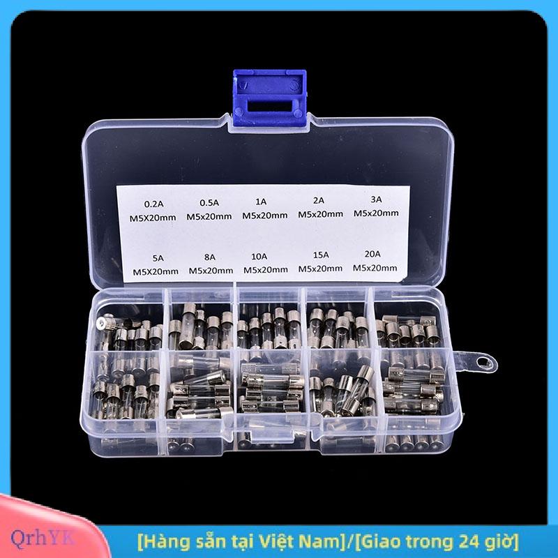 Charm [Hàng sẵn tại Việt Nam] 100 cái bộ 5x20mm nhanh chóng thổi ống thủy tinh cầu chì các loại bộ dụng cụ nhanh chóng thổi thủy tinh cầu chì