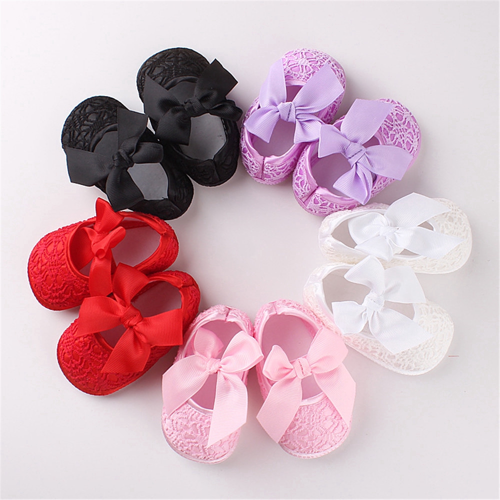 0-1T Newborn Baby Shoes Pink White Lace Cute Little Girl Prewalker Shoes