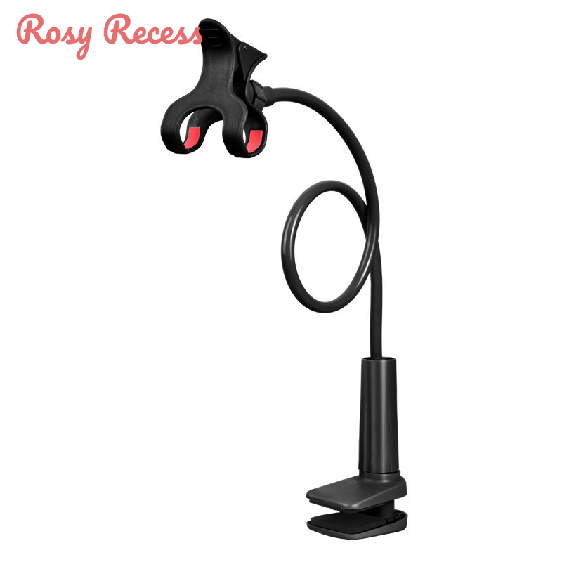 แท็บเล็ต Tablet Rosy Recess ขาตั้งโทรศัพท์มือถือขี้เกียจสากลฐานคลิปแขนคอห่านยืดหยุ่นสำหรับ เดสก์ท็อปข้างเตียงรองรับการสตรีมสด