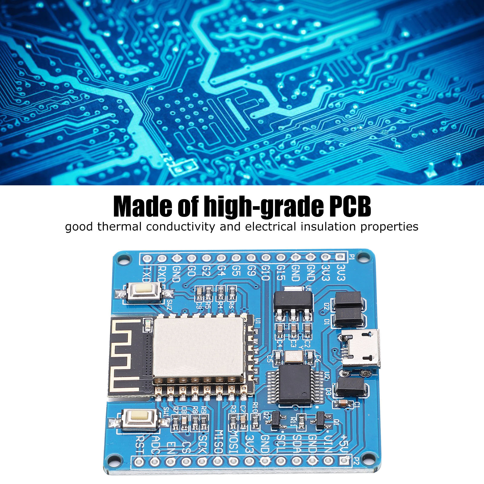 Garosa Mô-đun phát triển ESP8266 Bảng phát triển độ dẫn nhiệt tốt với đầu pin cho Python Giá 120,000 Đồng*Miễn phí vận chuyển