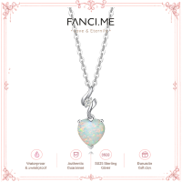 FANCIME Opal October Gemstone Heart Sterling Silver Necklace