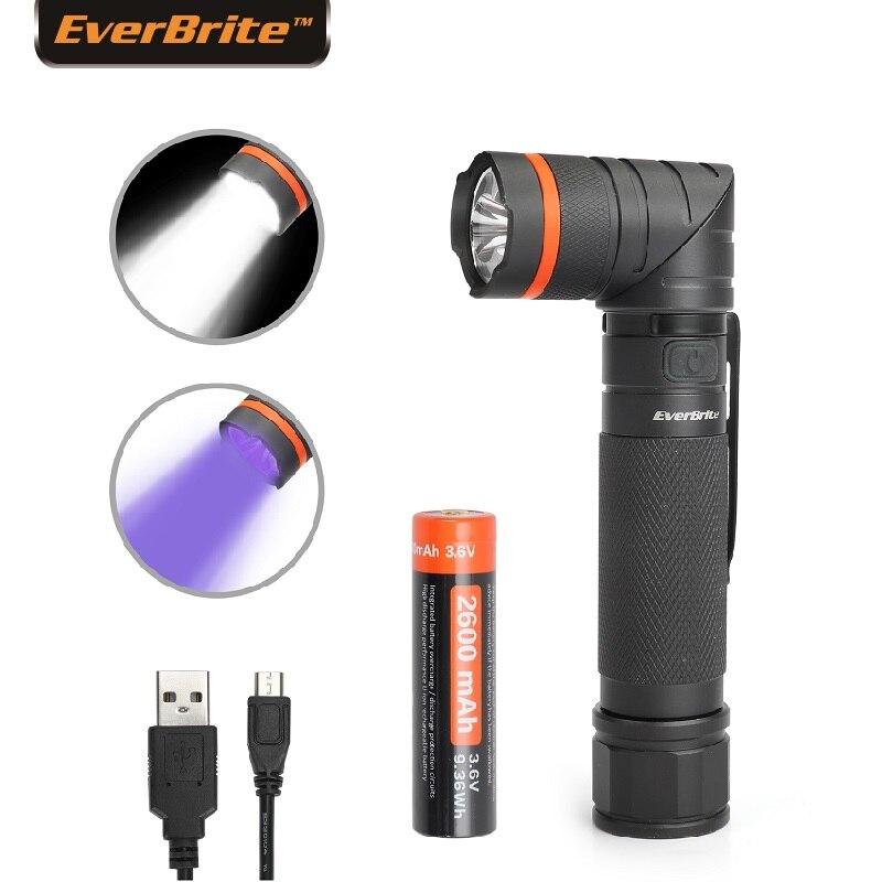 Everbrite Đèn pin LED Đèn pin chiến thuật đèn pin sạc USB 18650 bao gồm pin siêu sáng IP65 nước-resistan