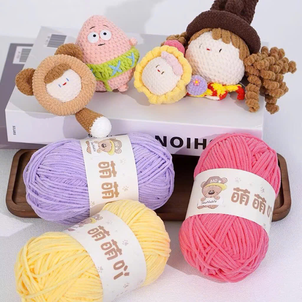   Hàng có sẵn  Len nhung gấu 50g sợi 2mm mềm mịn dễ móc 