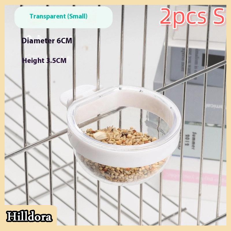 [Hilldora] Bird Feeding Bowl Detachable Transparent Bowl Plastic Food Cup For Cage Convenient Hanging Water Feeder For Parrots - 2