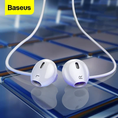 Baseus 6D Stereo 3.5 mm Wired Earphone In Ear Headset With Mic Stereo Bass Sound Jack Earphone Earbuds Earpiece For iPhone Samsung Xiaomi Huawei Vivo Sports Wire Control Earphone