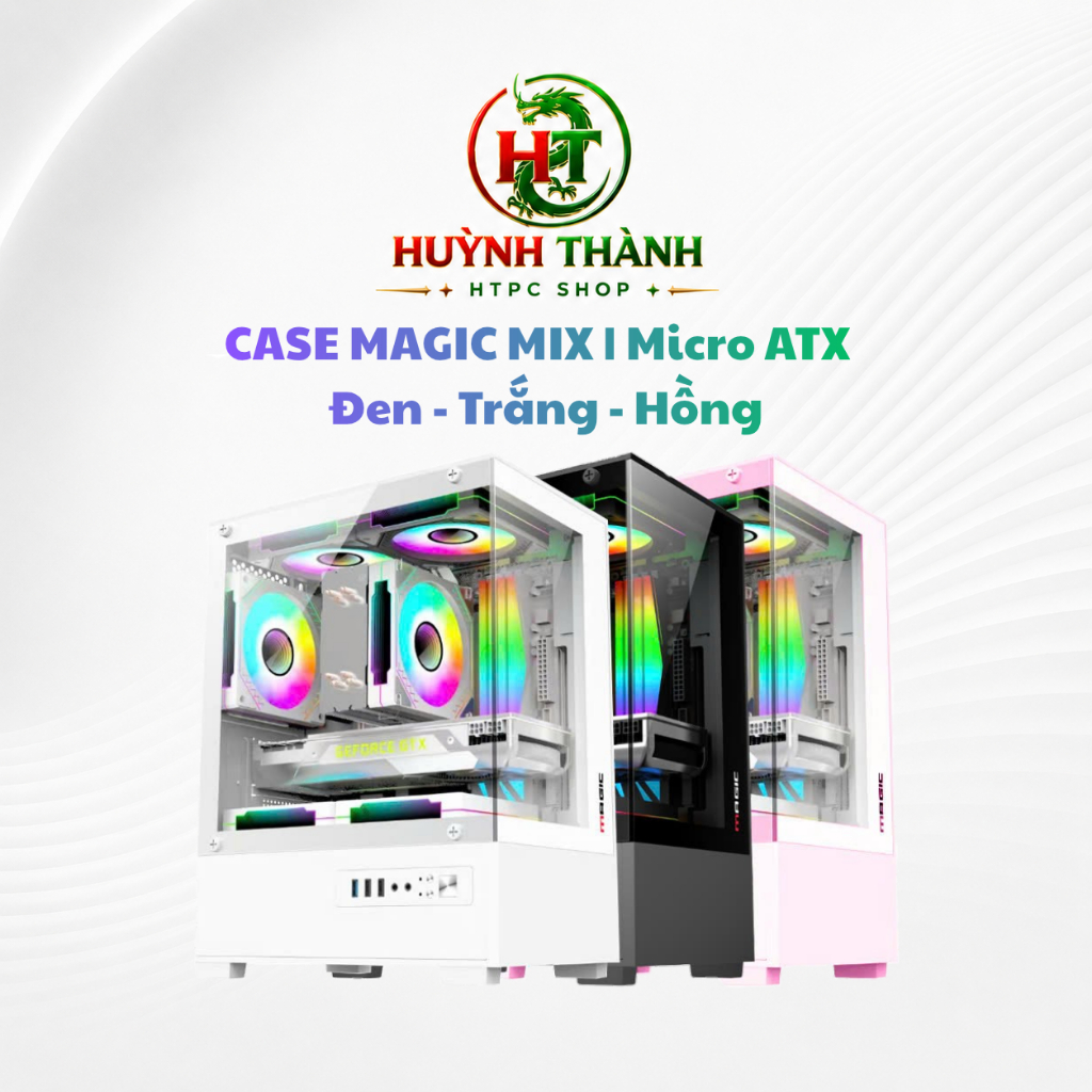 Case Máy Tính Magic MIX | Micro ATX / Đen - Trắng - Hồng, Thiết Kế Hiện Đại, Kích Thước Nhỏ Gọn