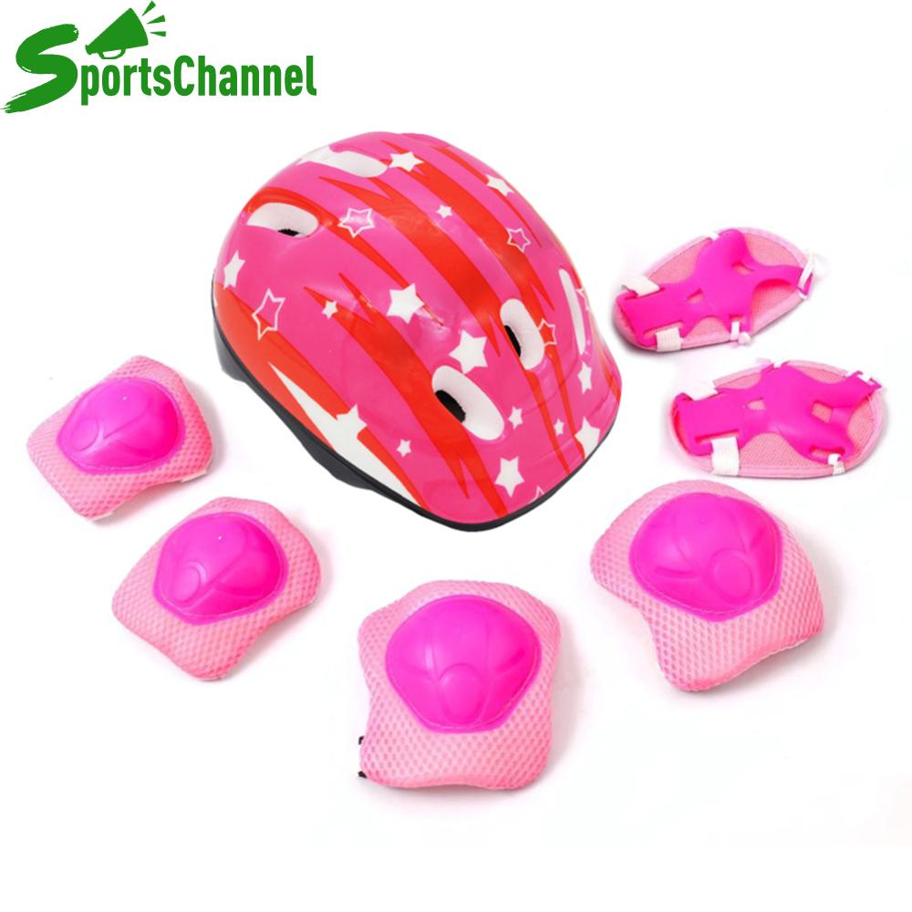 7pcs trẻ em Skateboard bánh miếng đệm bảo vệ đầu gối miếng đệm khuỷu tay Bao bảo vệ cổ tay dày Skateboard hat và miếng đệm cho nam nữ