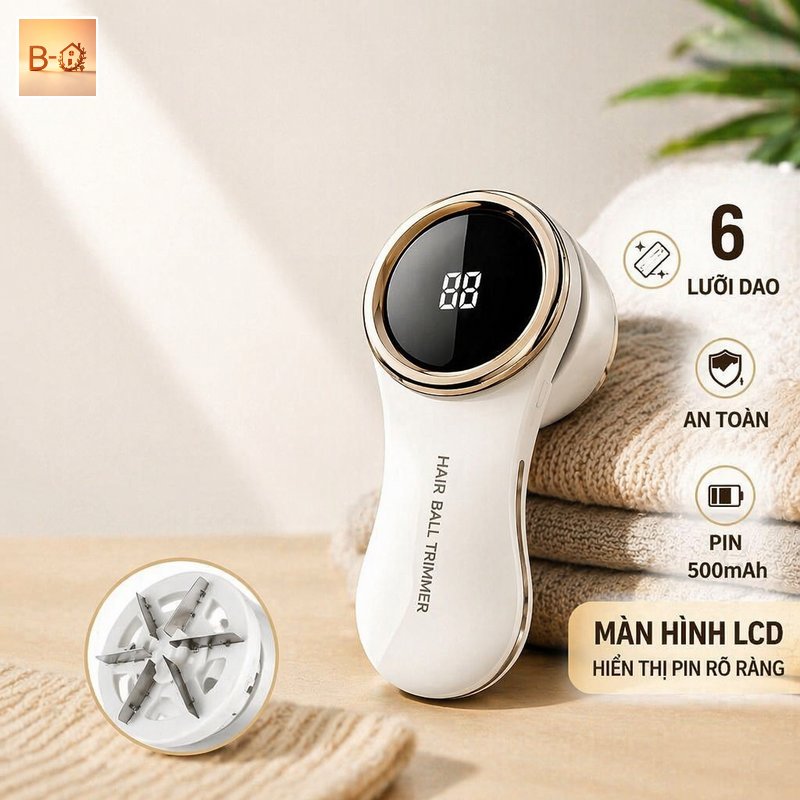 B-HQ Máy cắt lông xù quần áo dao 6 lưỡi màn hình led lưới tổ ong an toàn sạc usb nhỏ gọn dùng gia đình
