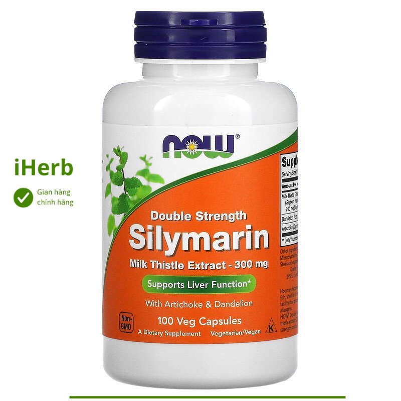 Bổ gan double strength silymarin, 300 mg, 100 viên của now foods - iherb việt nam