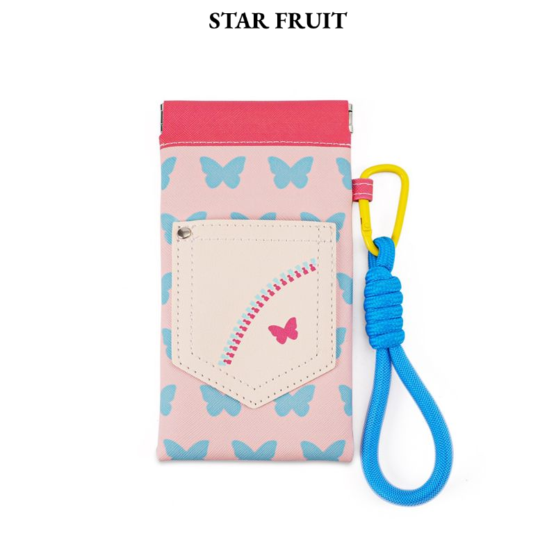 STAR FRUIT⭐ Cute Butterfly Pattern Eyewear Case with Carabiner Strap - Soft Protective Glasses Bag for Sunglasses and Prescription Lenses ราคา 58 บาท*ส่งฟรี