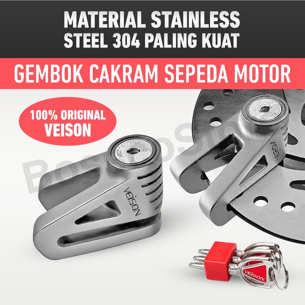VEISON DT7 Gembok Cakram Sepeda Motor Material SUS 304 Original Discbrake Lock Gembok Cakram Motor Gembok motor anti maling Pengaman motor anti theft lock berkualitas tahan lama kunci cakram motor kunci ganda motor gembok cakram stainless steel steinlis Harga 86,000 rupiah*Gratis Ongkir
