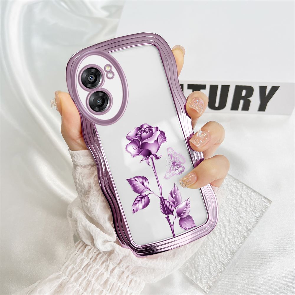 Ốp lưng Ggk cho OPPO A57 2022 A77s vỏ điện thoại hoa văn hoa hồng đẹp viền lượn sóng mạ silicon mềm vỏ điện thoại Ốp bảo vệ máy ảnh đầy đủ