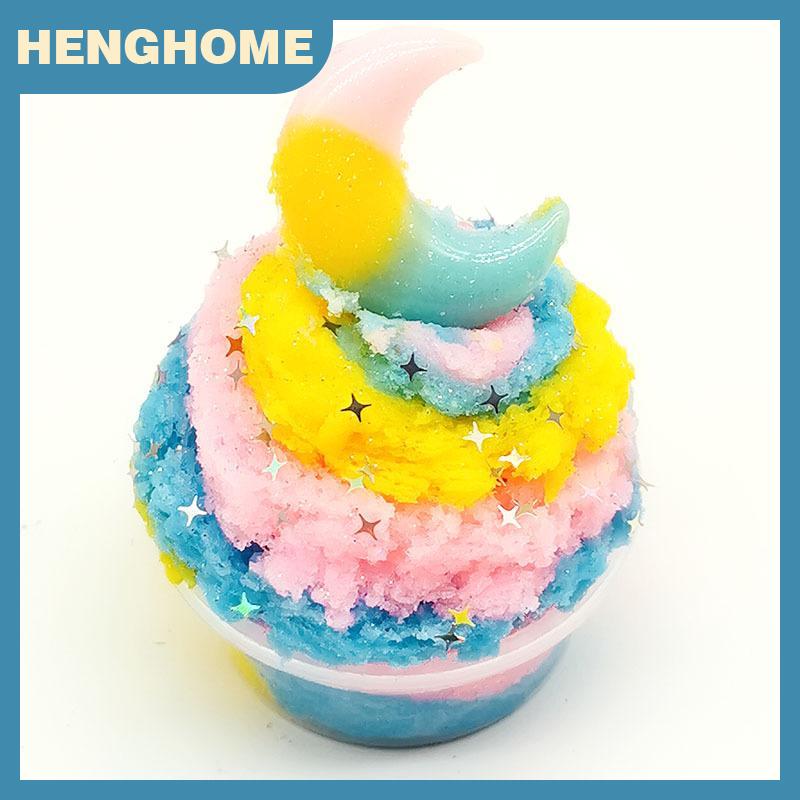 HENGHOME 1 bộ 60ml mặt trăng bông tuyết bùn tự làm giải nén đồ chơi trò chơi Slime Kit bông bơ bùn F