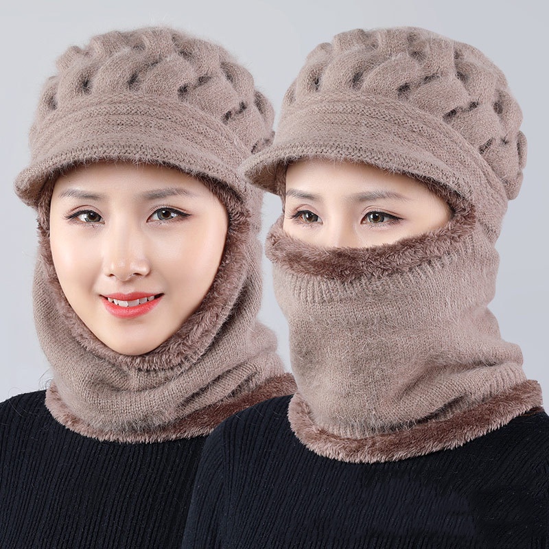 Mũ len nam nữ kèm khăn quàng cổ YONA nón len lưỡi trai trùm đầu mùa đông thời trang unisex trẻ trung năng động