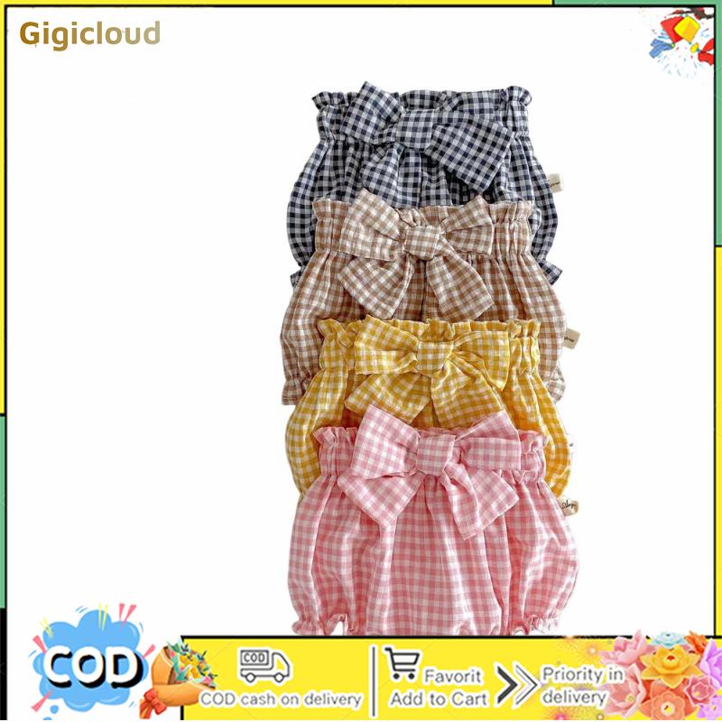 Baby Girls Shorts Cotton Cute Plaid Print Bloomers Diaper Covers Ruffles Brief Underwear Shorts Summer Clothes ราคา 163 บาท*ส่งฟรี