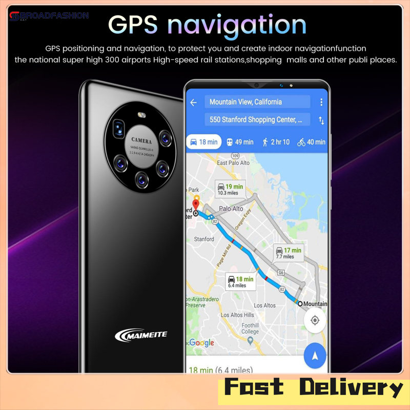 Broadfashion 6.1" mate40Pro Smartphone 8GB+256GB 13mp + 24mp Camera 4800mAh Battery HD large screen smart phones ราคา 1,539 บาท*ส่งฟรี